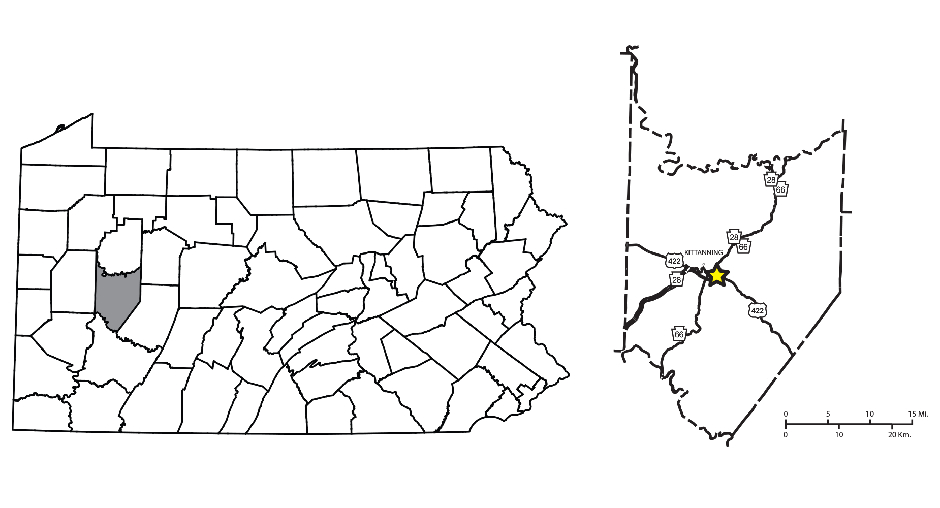 The location of Armstrong County in the state of Pennsylvania.